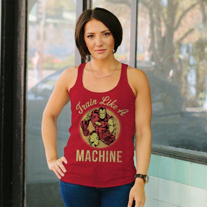 Fifth Sun Women's Marvel Iron Man Train Like A Machine Racerback Tank Top