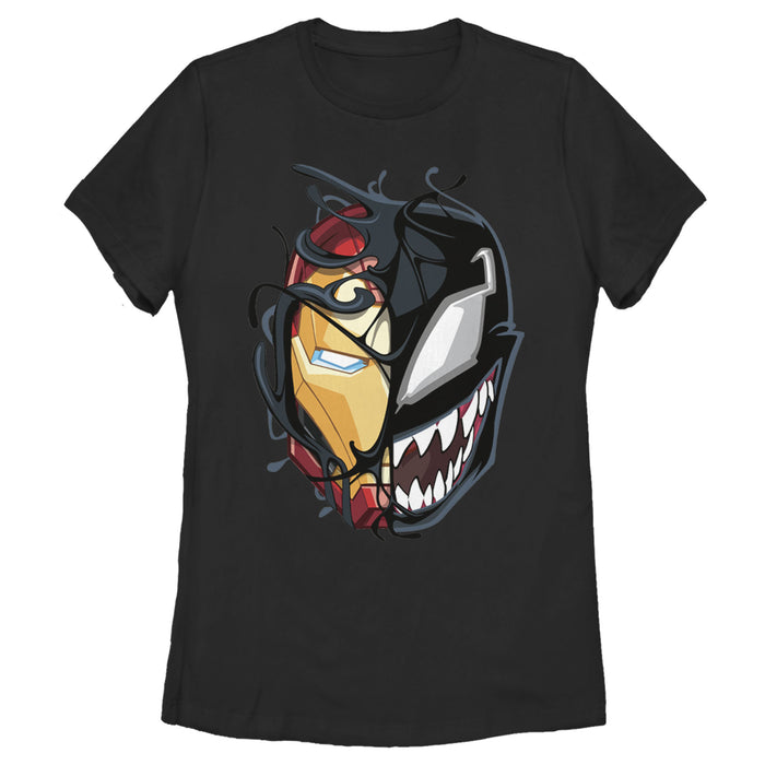 fifth sun Women's Marvel Iron Man Venom Mask Split T-Shirt