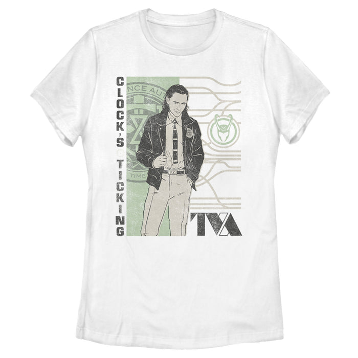 fifth sun Women's Marvel Loki Clock's Ticking Retro T-Shirt