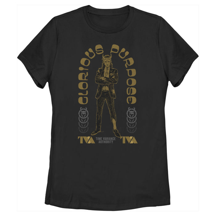 fifth sun Women's Marvel Loki Glorious Purpose Arch T-Shirt