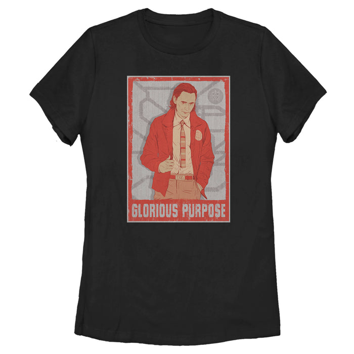 fifth sun Women's Marvel Loki Glorious Purpose Drawing T-Shirt