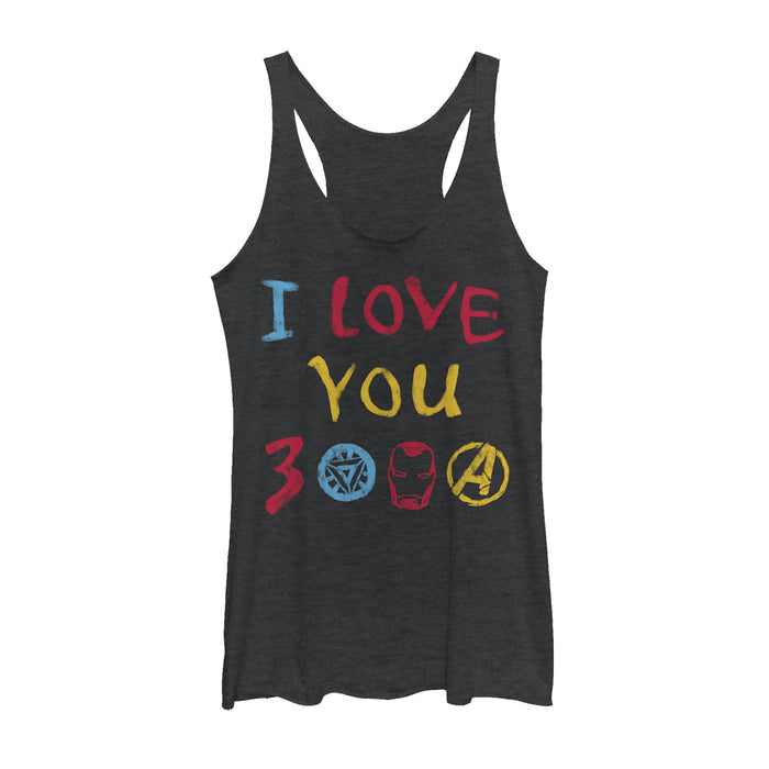 fifth sun Women's Marvel Love You 3000 Crayon Print Racerback Tank Top