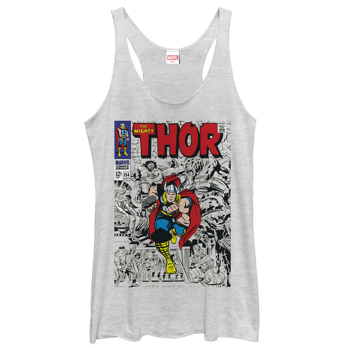 fifth sun Women's Marvel Mighty Thor Comic Book Cover Print Racerback Tank Top