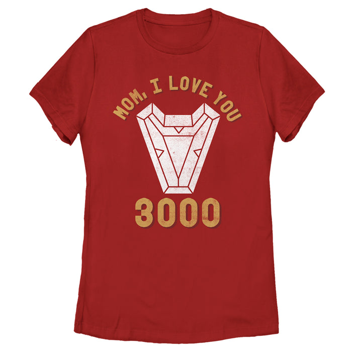 fifth sun Women's Marvel Mom I Love You 3000 Iron Man Arc Reactor T-Shirt