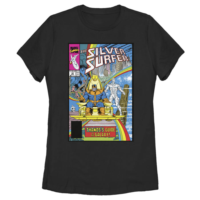 fifth sun Women's Marvel Silver Surfer Rainbow Thanos's Guide Comic Cover T-Shirt