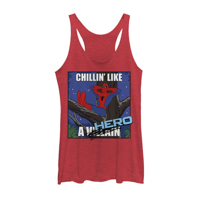 fifth sun Women's Marvel Spider-Man Chillin' Like a Hero Racerback Tank Top