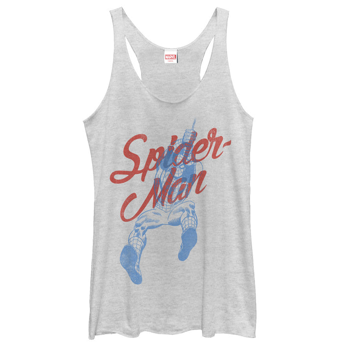 fifth sun Women's Marvel Spider-Man Cursive Racerback Tank Top