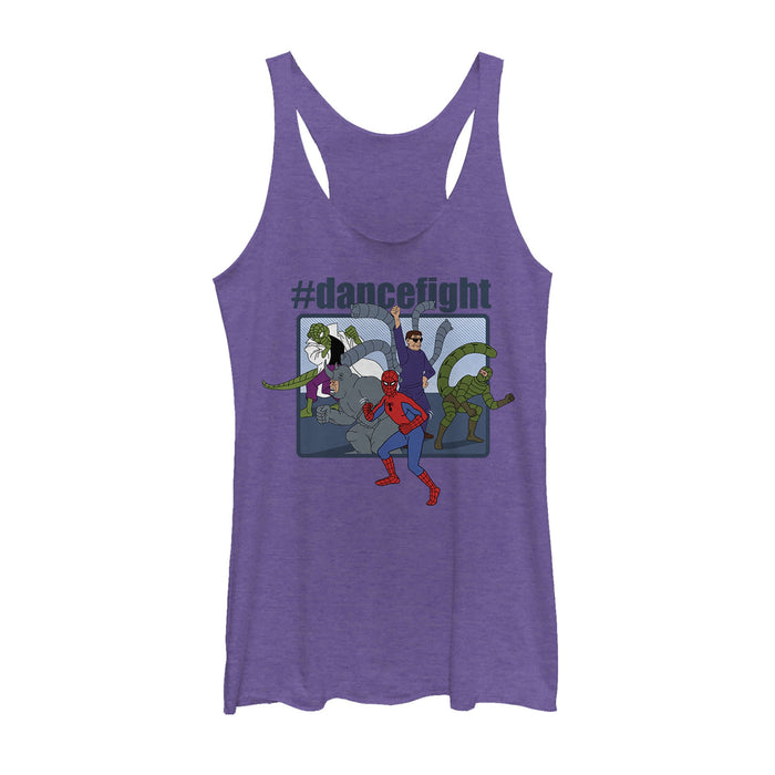 fifth sun Women's Marvel Spider-Man #dancefight Party Racerback Tank Top