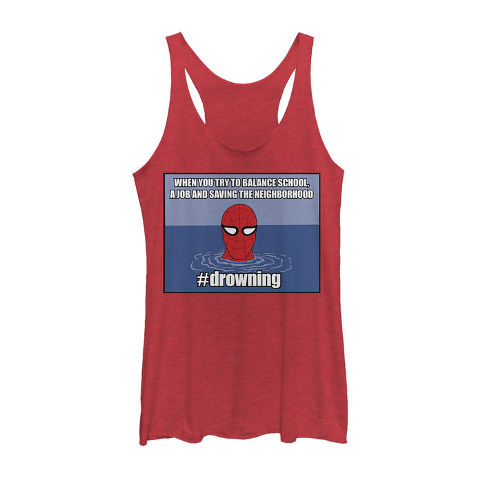 fifth sun Women's Marvel Spider-Man #drowning Racerback Tank Top