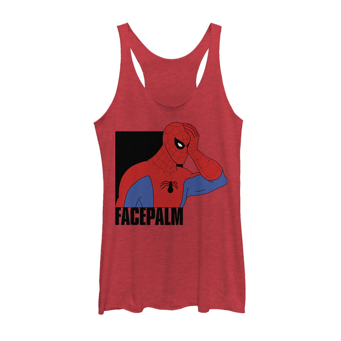 fifth sun Women's Marvel Spider-Man Facepalm Racerback Tank Top