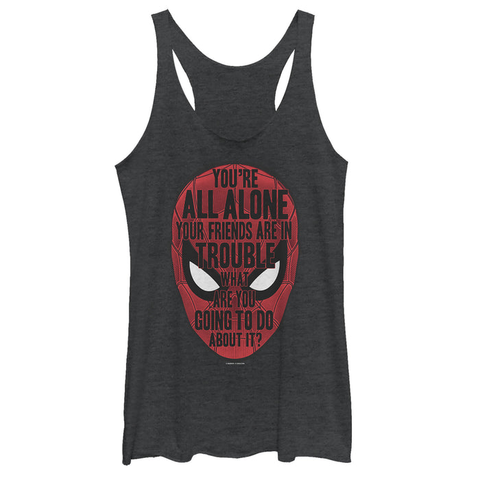 fifth sun Women's Marvel Spider-Man: Far From Home Alone Quote Racerback Tank Top