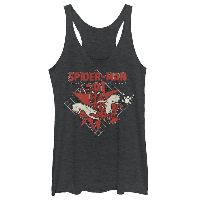 fifth sun Women's Marvel Spider-Man: Far From Home Cartoon Grid Racerback Tank Top