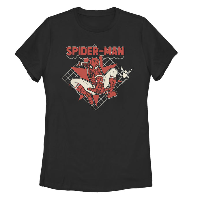 fifth sun Women's Marvel Spider-Man: Far From Home Cartoon Grid T-Shirt