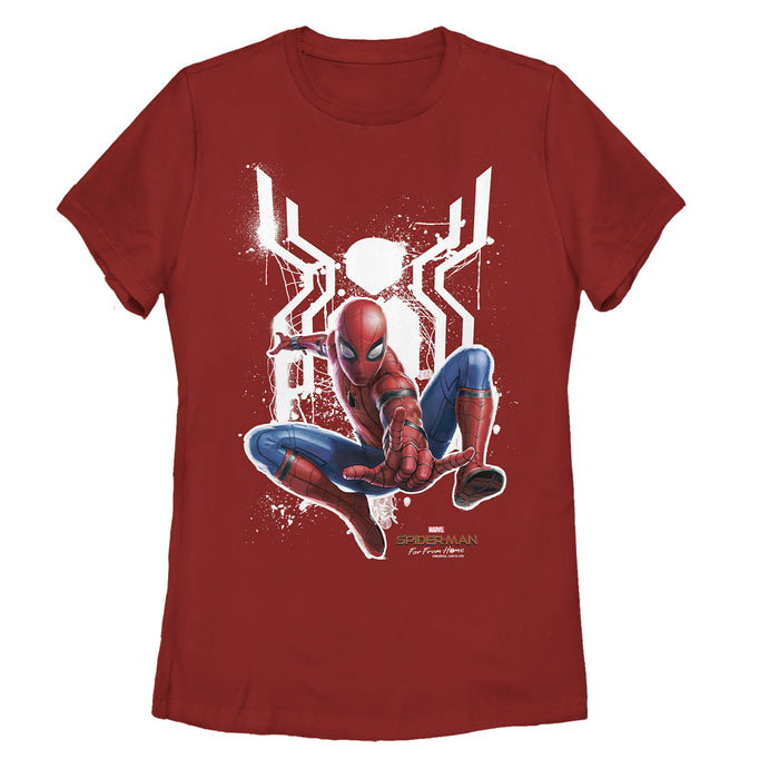 fifth sun Women's Marvel Spider-Man: Far From Home Logo Splatter T-Shirt