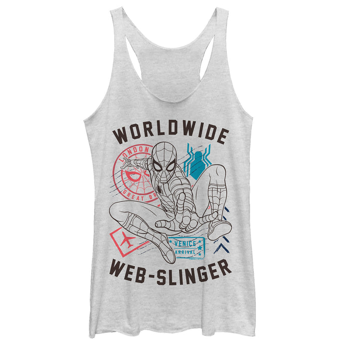 fifth sun Women's Marvel Spider-Man: Far From Home Worldwide Icons Racerback Tank Top