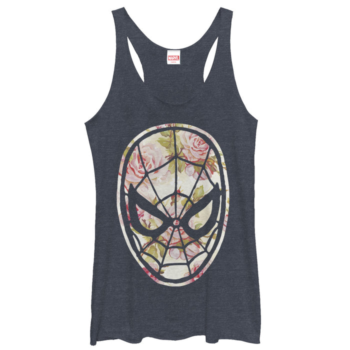 fifth sun Women's Marvel Spider-Man Floral Print Racerback Tank Top