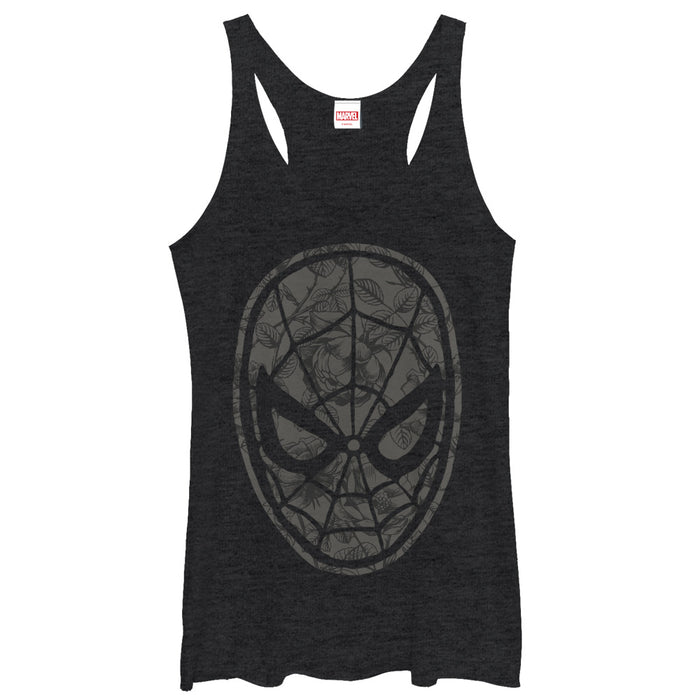 fifth sun Women's Marvel Spider-Man Gray Grayscale Floral Print Racerback Tank Top