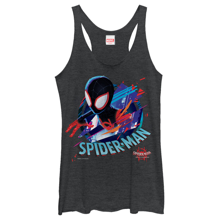 fifth sun Women's Marvel Spider-Man: Into the Spider-Verse Cracked Racerback Tank Top