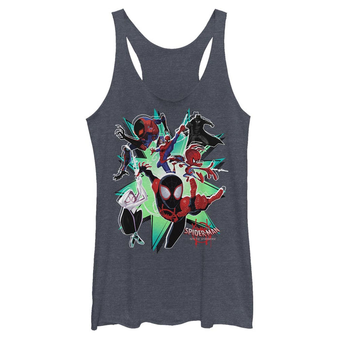 fifth sun Women's Marvel Spider-Man: Into the Spider-Verse Gang is All Here Racerback Tank Top