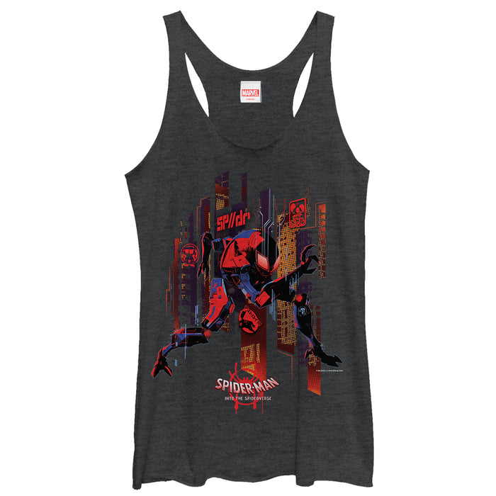 fifth sun Women's Marvel Spider-Man: Into the Spider-Verse Invisible Racerback Tank Top