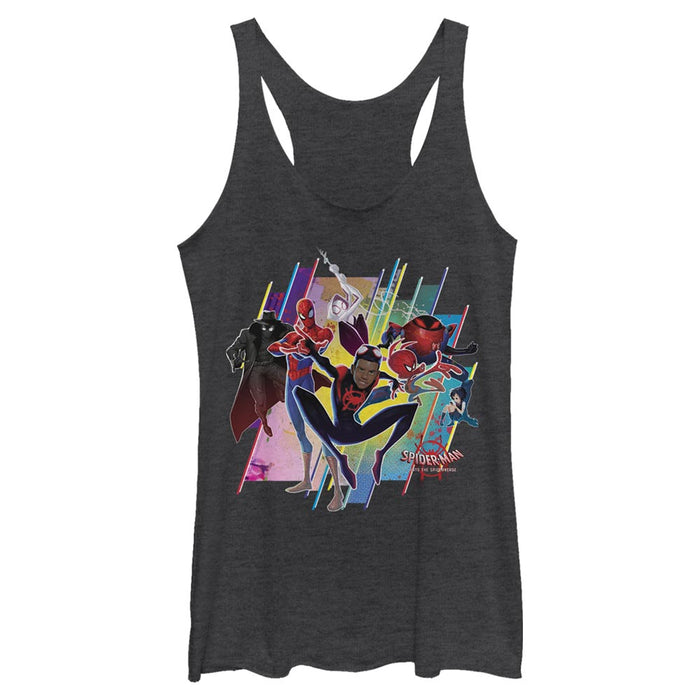 fifth sun Women's Marvel Spider-Man: Into the Spider-Verse Rainbow Panels Racerback Tank Top