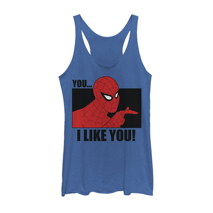 fifth sun Women's Marvel Spider-Man Likes You Racerback Tank Top