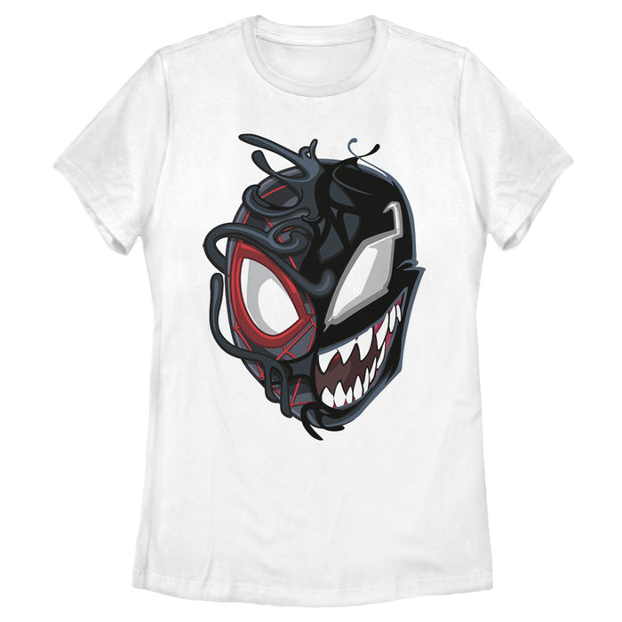 fifth sun Women's Marvel Spider-Man Miles Venom Mask T-Shirt
