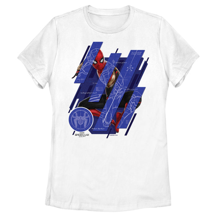 fifth sun Women's Marvel Spider-Man: No Way Home Suit Blueprint Panels T-Shirt