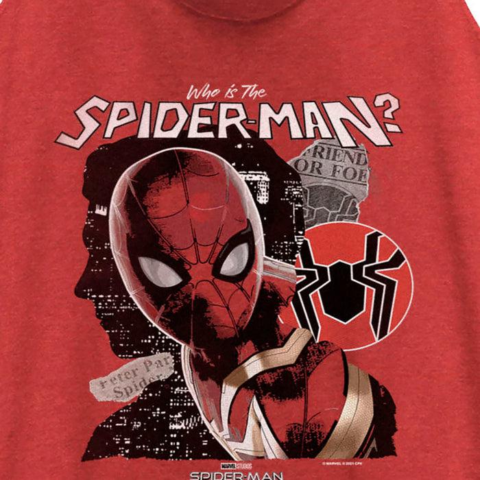 Fifth Sun Women's Marvel Spider-Man: No Way Home Who Is The Spider-Man Racerback Tank Top