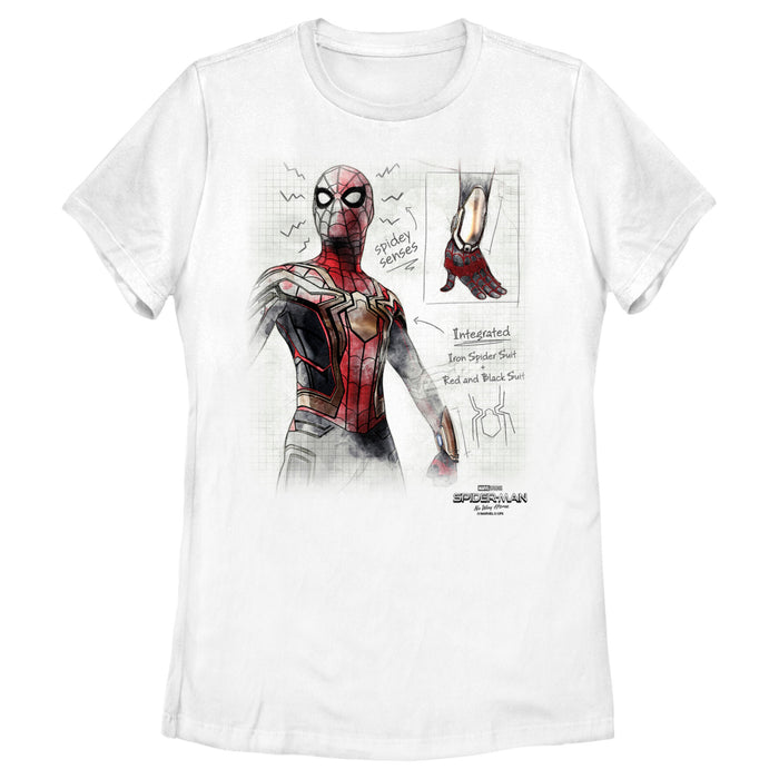 fifth sun Women's Marvel Spider-Man: Now Way Home Integrated Suit Sketch T-Shirt
