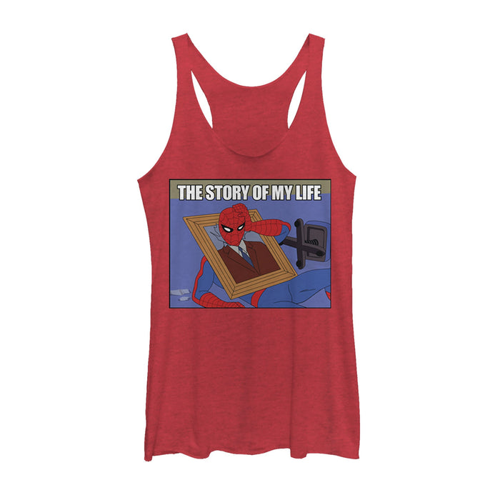 fifth sun Women's Marvel Spider-Man Story of Life Racerback Tank Top