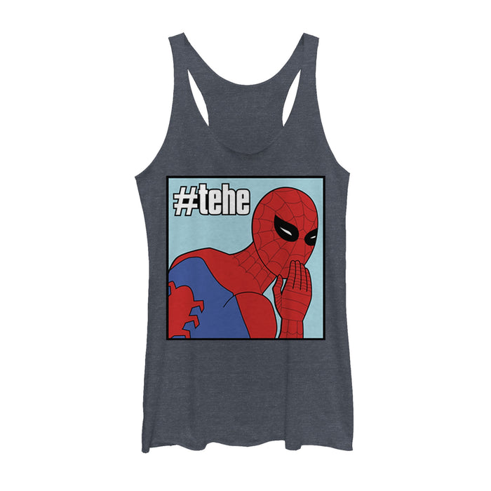 fifth sun Women's Marvel Spider-Man #tehe Giggle Racerback Tank Top