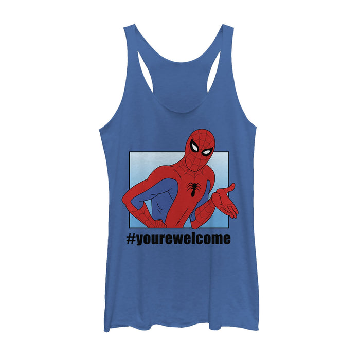 fifth sun Women's Marvel Spider-Man #yourewelcome Racerback Tank Top