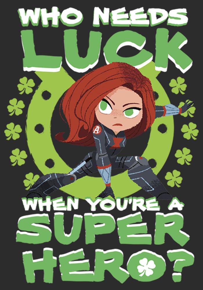 Fifth Sun Women's Marvel St. Patrick's Day Black Widow Who Needs Luck T-Shirt