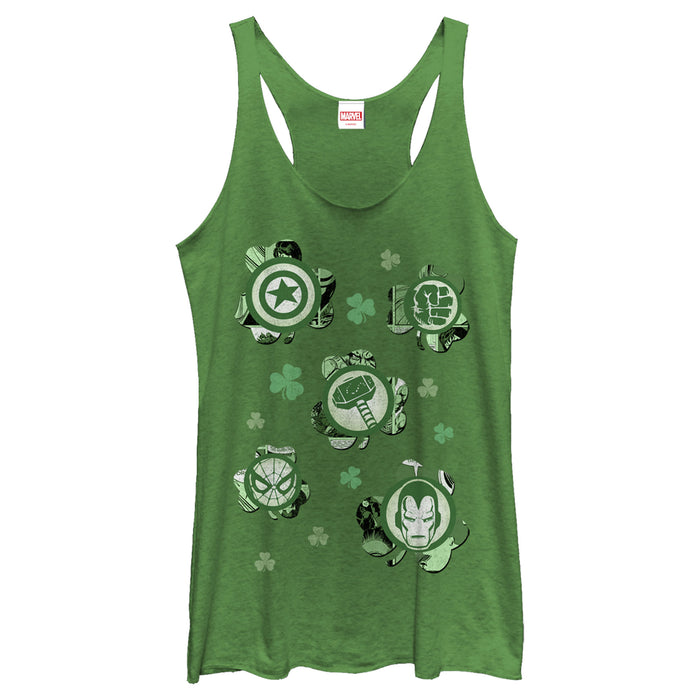 fifth sun Women's Marvel St. Patrick's Day Clover Icon Racerback Tank Top