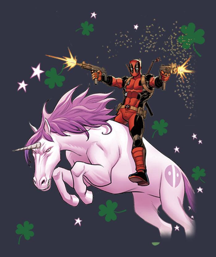 Fifth Sun Women's Marvel St. Patrick's Day Deadpool Unicorn T-Shirt