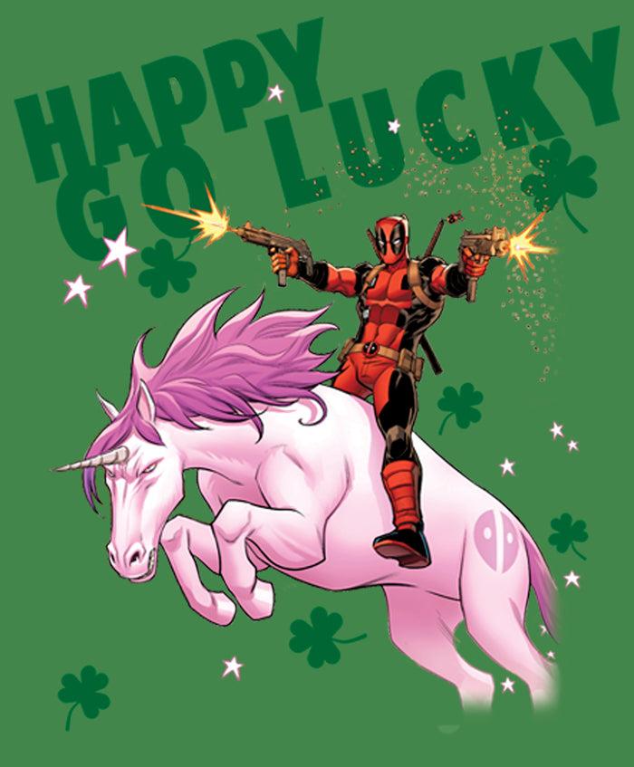 Fifth Sun Women's Marvel St. Patrick's Day Happy Go Lucky Deadpool Racerback Tank Top