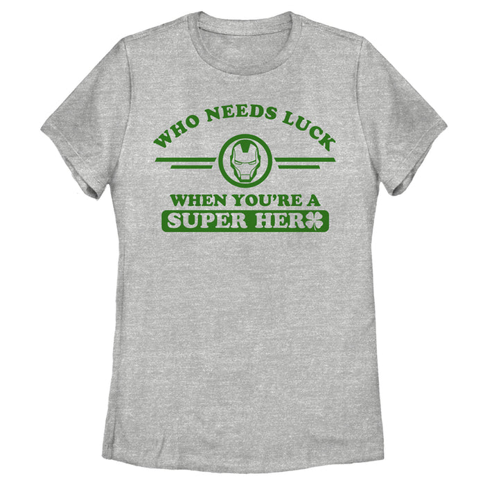 fifth sun Women's Marvel St. Patrick's Day Iron Man No Luck Needed T-Shirt