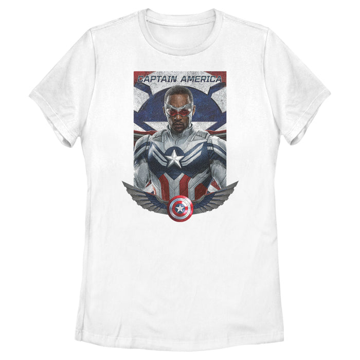 fifth sun Women's Marvel The Falcon and the Winter Soldier Captain America Shield Wings T-Shirt