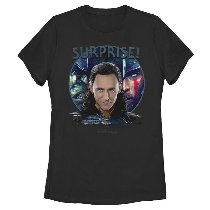 fifth sun Women's Marvel Thor: Ragnarok Loki Surprise Visitor T-Shirt