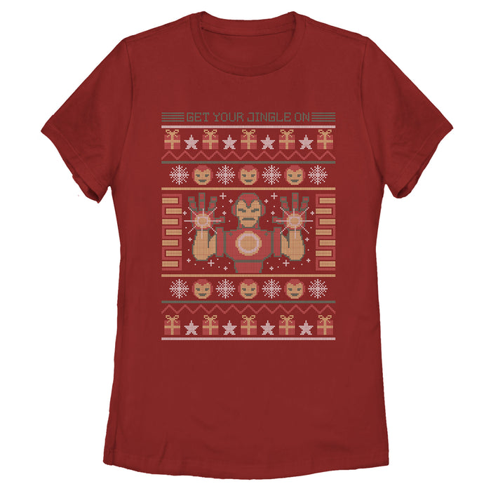 fifth sun Women's Marvel Ugly Christmas Iron Man T-Shirt
