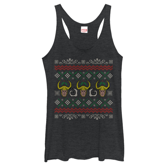 fifth sun Women's Marvel Ugly Christmas Loki Racerback Tank Top