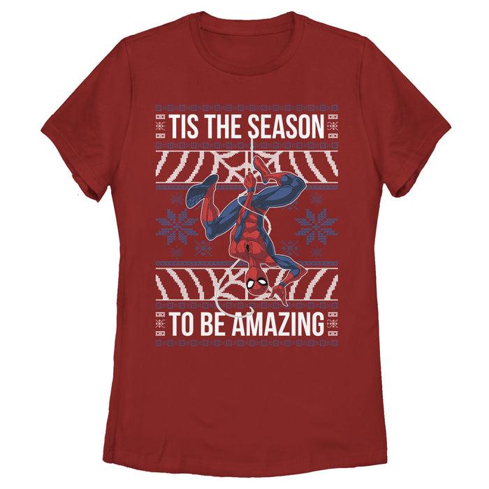 fifth sun Women's Marvel Ugly Christmas Spider-Man Season T-Shirt