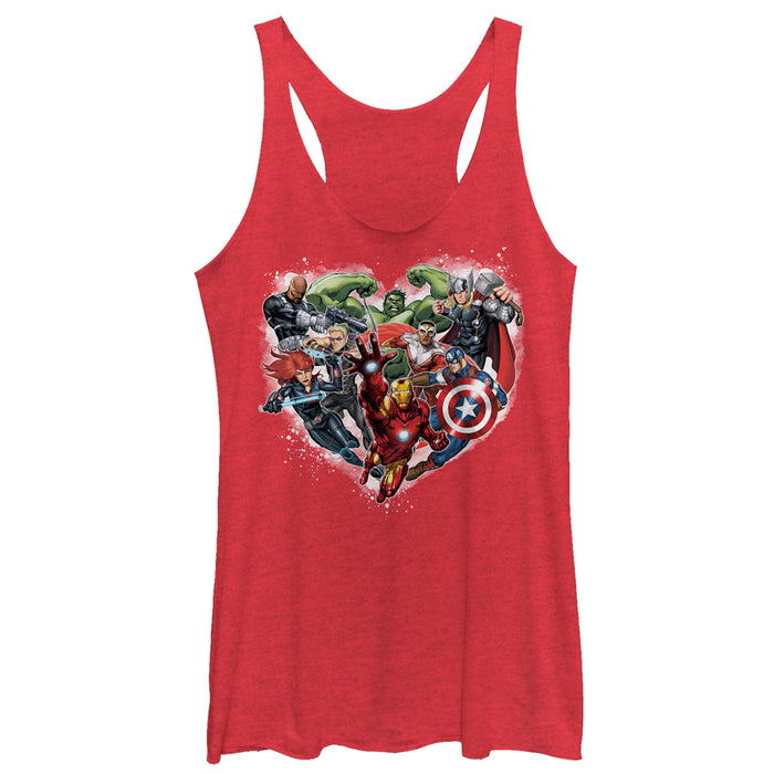 fifth sun Women's Marvel Valentine's Day Avenger Heart Collage Racerback Tank Top