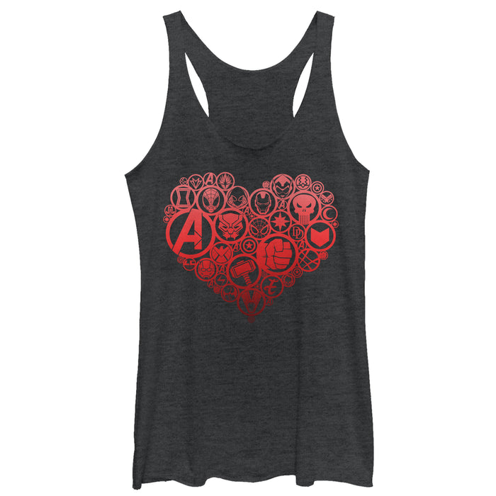 fifth sun Women's Marvel Valentine's Day Hero Icon Heart Racerback Tank Top
