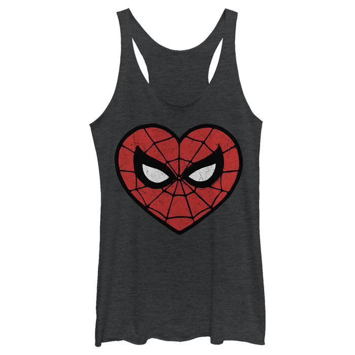 fifth sun Women's Marvel Valentine's Day Spider-Man Heart Mask Racerback Tank Top