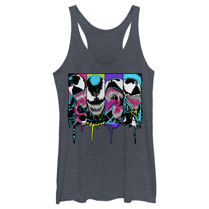 fifth sun Women's Marvel Venom Colorful Dripping Comic Panel Racerback Tank Top