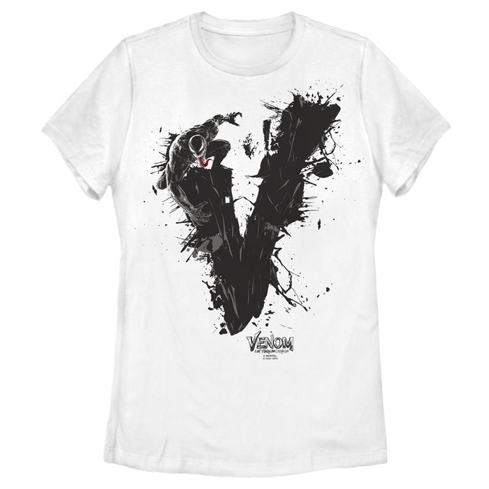 fifth sun Women's Marvel Venom: Let There be Carnage Black V Splatter T-Shirt