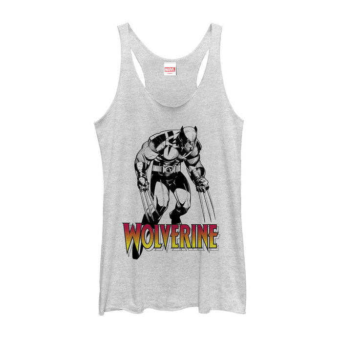 fifth sun Women's Marvel X-Men Wolverine Grayscale Racerback Tank Top