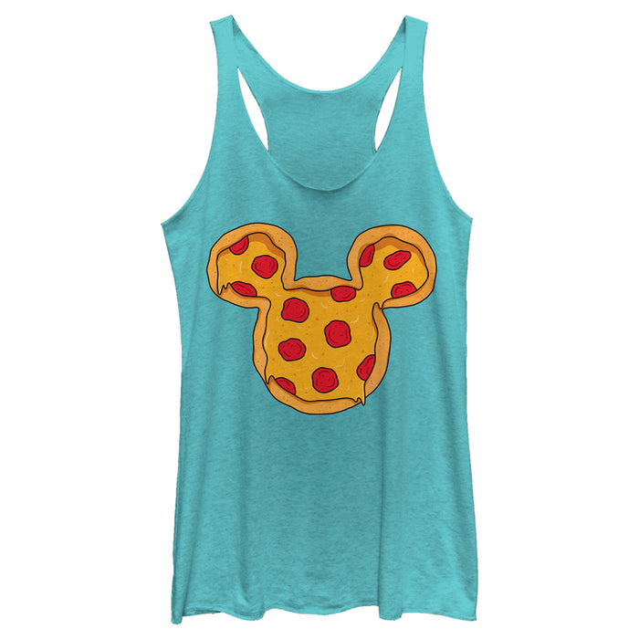 fifth sun Women's Mickey & Friends Pizza Mickey Mouse Logo Racerback Tank Top
